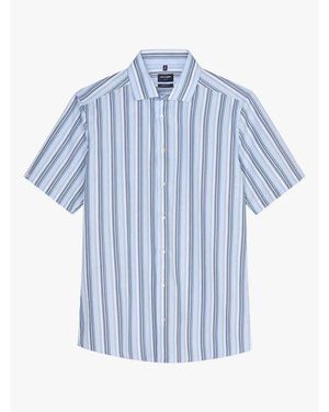 Olymp Chemise Chemise manches courtes à rayures droite bleue