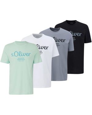 S.oliver T-shirt T-shirt Paquet de 4 Logo T-Shirt - Bleu