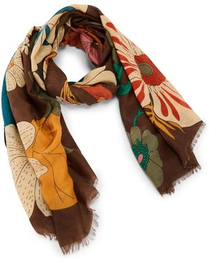 Daxon Echarpe Etole Fleurie - Marron