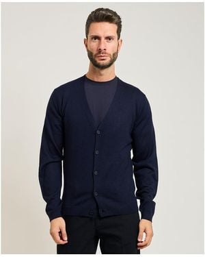Yes-Zee Gilet Cardigan en mélange de laine - Bleu