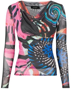Desigual T-Shirt Lange Mouw Galaxia Lacroix - Blauw