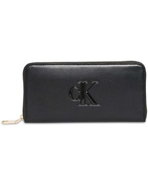 Calvin Klein Portefeuille Bold Ck Long Zip Around - Noir