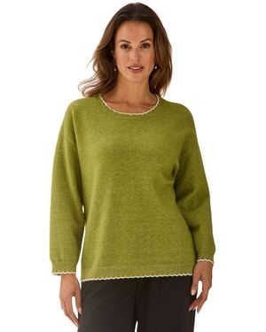 Daxon Pull Pull Col Rond Avec Laine - Vert