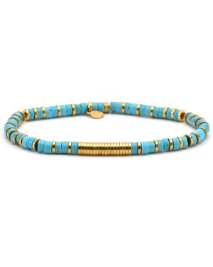 Sixtystones Bracelets Bracelet 4mm Perles Heishi Turquoise -Small-16cm - Bleu