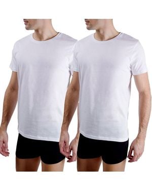 Pierre Cardin T-shirt Lot de 2 t-shirts col rond avec broderie sur la poitrine - Blanc
