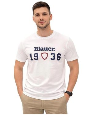Blauer T-shirt - Blanc
