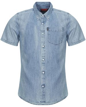 Superdry Camicia A Maniche Corte Denim - Blu