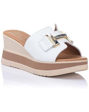 Oh My Sandals Sandales Plates Sandale À Talon Compensé - Blanc