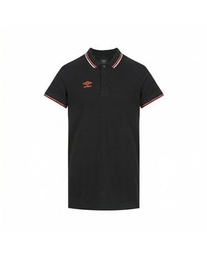 Umbro T-Shirt Polo Homme Bicolore En Coton Pique Avec Logo Brodé 806450 - Noir