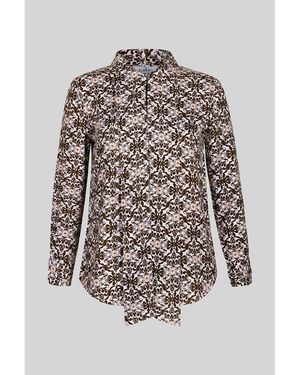 Enorsia Blouses Chemise Ornée À Col Cravate Avec Fermeture Éclair Devant - Blanc