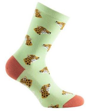 Achile Chaussettes Mi-chaussette jersey ""Semis panthères"" Coton peigné - Vert