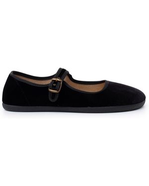 Pisamonas Ballerines Babies Femme Barefoot Velours Boucle - Noir