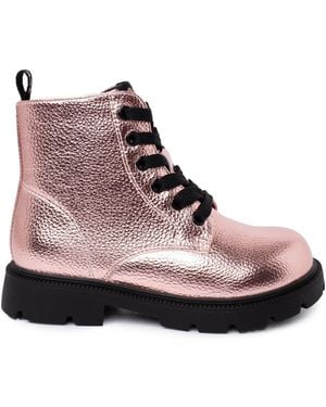 Pisamonas Bottines Bottes Fille Lacets Garvalín Style Militaire - Violet