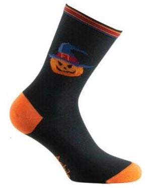 Achile Chaussettes Mi-chaussettes coton fantaisie citrouille Fabrication Française - Bleu