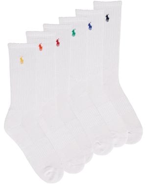 Polo Ralph Lauren Calzini Prf Ctn Crw-Crew Sock-6 Pack - Bianco