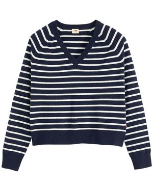 Levi's Pull Tara Vneck Pullover Parisienne Stripe Pe - Bleu