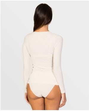 Zd - Zero Defects Zero Defects Culottes & Slips T-Shirt De Corps Manches Longues Femme Fil De Soja - Blanc