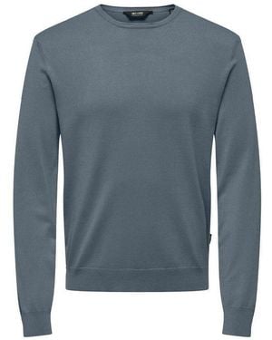 Only & Sons Pull Life Crew Knit - Bleu