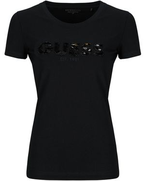 Guess T-Shirt Korte Mouw Cn Ss Logo Segquins Tee - Zwart