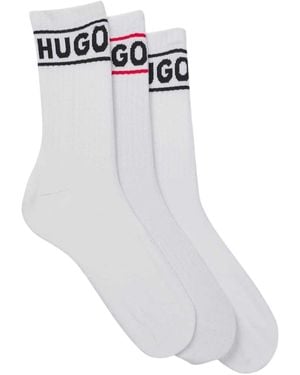 HUGO Chaussettes Qsrib Sporty - Blanc