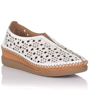 48 Horas Slip ons Mocassin en coin à travail ouvert - Cuir - Blanc