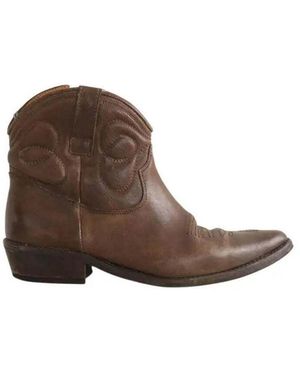 Sandro Bottines Bottes western en cuir marron