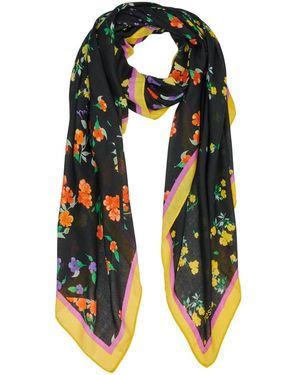 Desigual Sjaal Fou Mixed Flowers Rectangle - Groen
