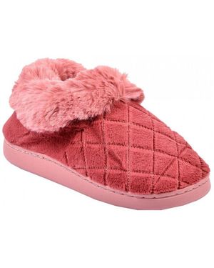Ozabi Chaussons Pantoufle Femme Chausson Cocooning Md8656 Rose - Rouge