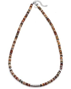 Sixtystones Collier Collier 4mm Perles Heishi Jaspe Picasso - Métallisé
