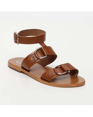 White Sun Sandales Sandales Bharathi Camel - Marron
