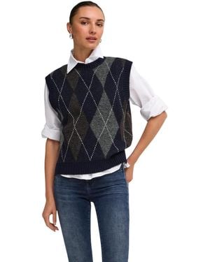 ONLY Gilet Onlrhombus Argyle Vest Knt Noos 15364799 - Bleu