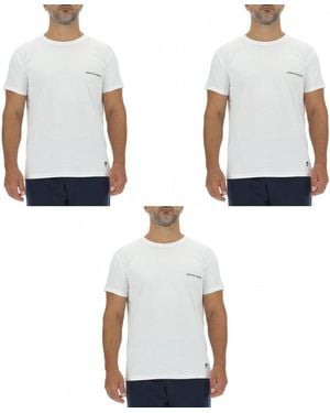 Pierre Cardin T-shirt Lot de 3 T-shirts en coton uni col rond imprimé poitrine - Blanc