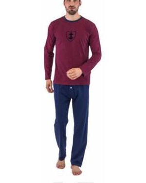 Mariner Pyjamas / Chemises de nuit Pyjama long col rond jersey coton - Rouge