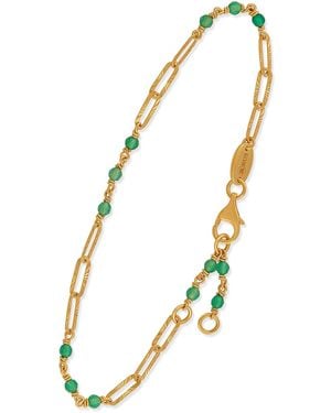 Orusbijoux Bracelets Bracelet En Argent Doré Maillon Pierre Onyx Vert - Métallisé