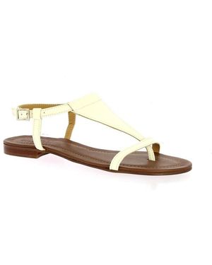 Gianni Crasto Sandales plates Nu pieds cuir ecru - Métallisé