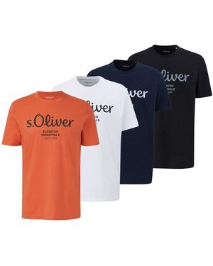 S.oliver T-shirt T-shirt Paquet de 4 Logo T-Shirt - Bleu