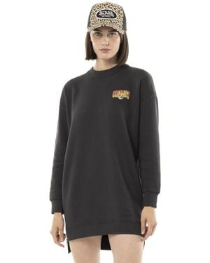Von Dutch Robe courte Robe sweat manches longues avec print dos et zip sur côté - Noir