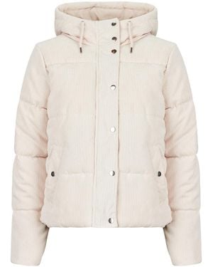 Jdy Piumino Vita Cord Short Hood Puffer - Neutro