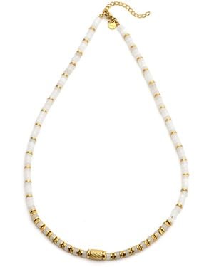 Sixtystones Collier Collier Perles Heishi Quartz Blanc -38 cm - Métallisé