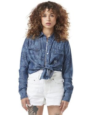 Von Dutch Chemise Chemise manches longues effet jean Paisley - Bleu