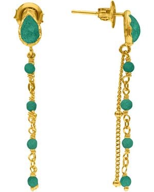 Orusbijoux Boucles oreilles Boucles D'oreilles Argent Dorée Pendantes Gouttes Et Pierre - Métallisé