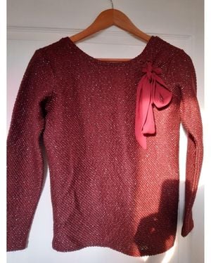 Naf Naf Pull Pull maille, col rond, dos V - Rouge
