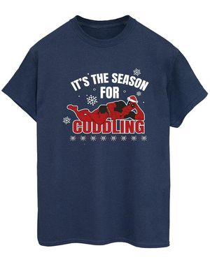 Deadpool T-Shirt Time For Cuddling - Bleu