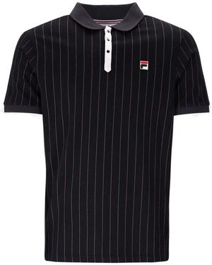 Fila Polo Shirt Korte Mouw Bb1 Classic Striped Polo Shirt/Gardenia/Fig/Charcoal - Zwart