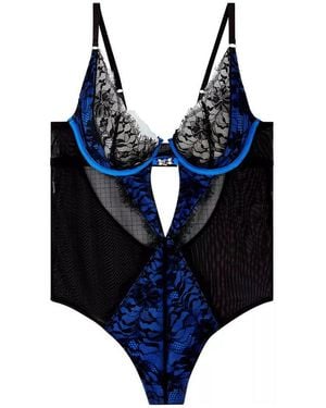 Pommpoire Maillots de corps Body tanga noir/bleu Alcove