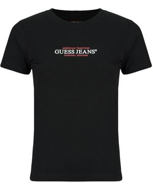 Guess T-Shirt Korte Mouw Ss Cn Slim American Tr Tee - Zwart