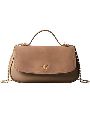 Calvin Klein Schoudertas Ck Brushed Flap Camera Bag - Bruin