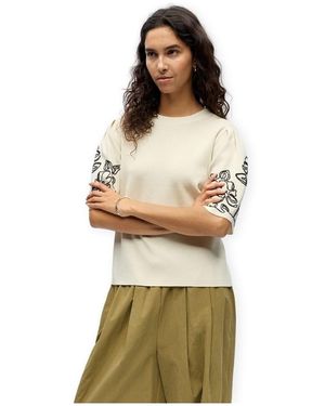 Object Blouses Flora Knit - Birch/Black - Neutre