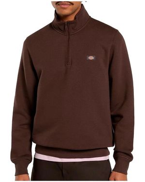 Dickies Sweat-Shirt Oakport Quarter Zip Chocolate - Marron