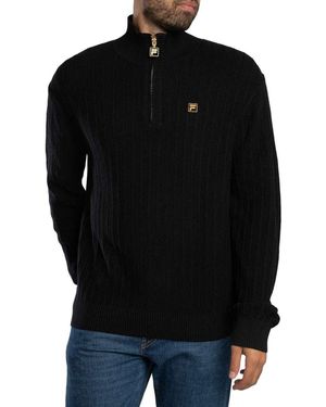 Fila Trui Stevie 1/4 Rits Trechterhals Breisel - Zwart